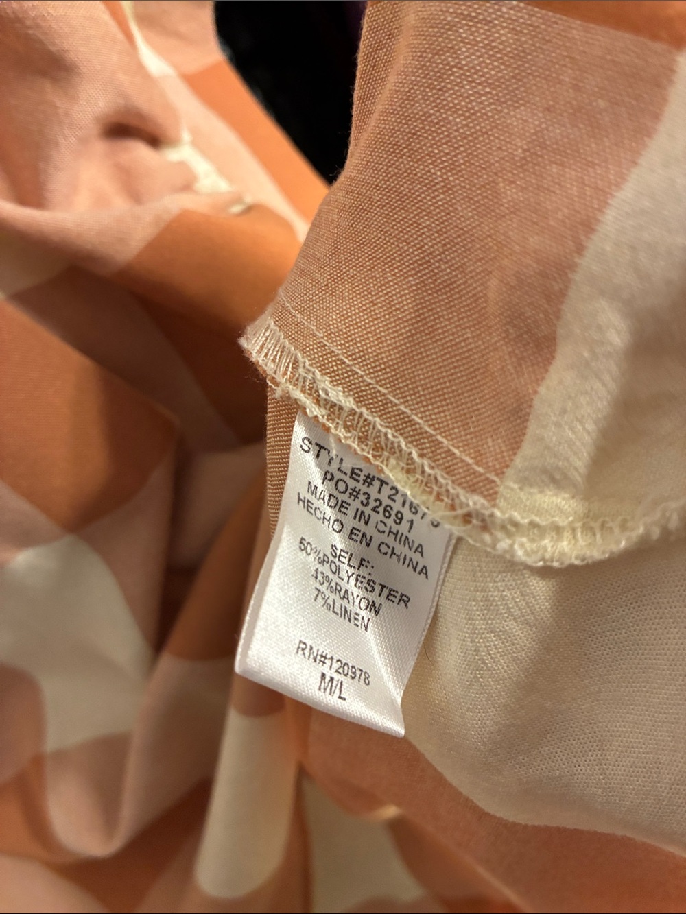 entro Plaid Check Button-Front Shirt in Cream & Brown Oversized Medium Large - Picture 5 of 7